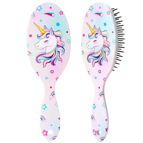Cepillo de pelo de unicornio para niños pequeños, adecuado para seco y húmedo, rizado, grueso y todo tipo de cabello, perfecto para niñas y niños