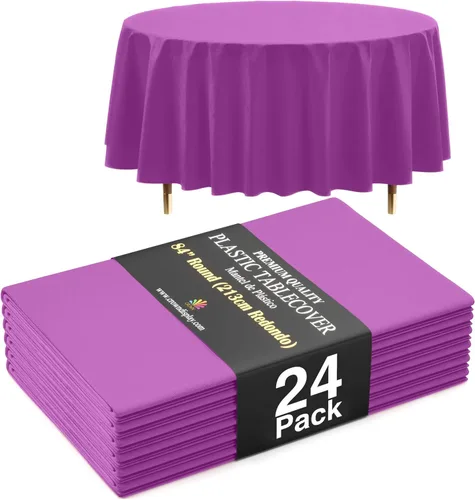 Miniatura 19 de Exquisite 66% Thicker Premium Aqua Round Tablecloth 0.5 Mil 6 Pack Plastic Table Cloth Disposable 84 Inch Round Plastic Tablecloth Won't Tear Easily