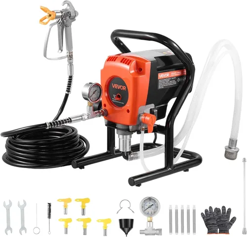 Miniatura 11 de VEVOR Pulverizador de pintura sin aire de soporte, pulverizador sin aire de alta eficiencia de 650 W, pulverizador de pintura eléctrico de 3000 PSI