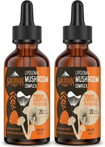 Gotas de complejo liposomal de hongos 2000 MG – 20 extractos de hongos orgánicos – Fórmula líquida avanzada para inmunidad, función cognitiva y