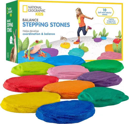 NATIONAL GEOGRAPHIC Piedras de Equilibrio para Niños – 10 Blandas y Duraderas, Fomentan el Equilibrio de los Pequeños y las Habilidades Motoras