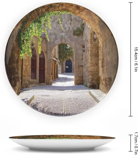 Miniatura 2 de Plato decorativo de 6 pulgadas, cerámica toscana, antigua calle italiana en pequeña ciudad provincial de Italia, placa de exhibición europea hecha a