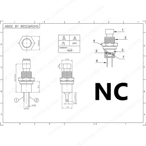 Miniatura 4 de Clyxgs Interruptor de botón momentáneo, SPST Interruptor NC cerrado normal de 2 pines Mini Micro 1A 250V AC Negro+Tapa Roja 30 PCS