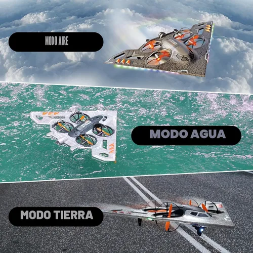 Miniatura 2 de A ALPHA Avión a control remoto 3 en 1, avión de control remoto – Aire, tierra y agua RC Avión de combate Jet Drone juguete para niños y adultos