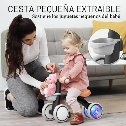 Miniatura 4 de Umatoll Juguetes de bicicleta de equilibrio para bebés de 1 año, asiento ajustable, regalos de cumpleaños para niños de 12 a 24 meses Negro