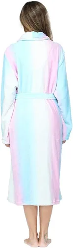 Miniatura 2 de RONGTAI Bata de baño para mujer, de felpa, cálida, larga, de forro polar, ropa de dormir
