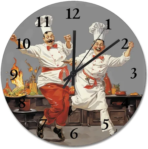 Miniatura 12 de ArogGeld Chef - Reloj de pared de cocina de madera, 10 silencioso, sin tictac, de cuarzo, funciona con pilas, para sala de estar, dormitorio