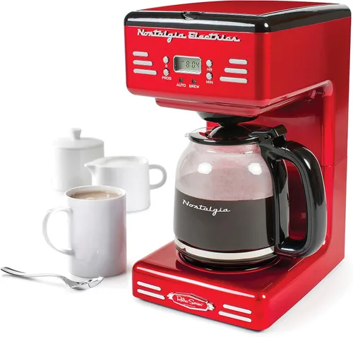 Miniatura 3 de Nostalgia Cafetera programable retro de 12 tazas con horno microondas - rojo