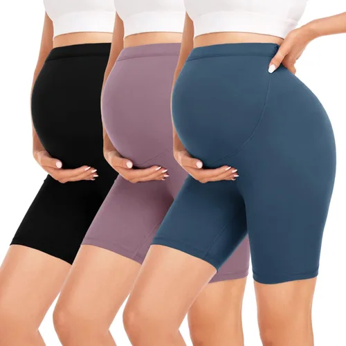 Hi Clasmix Pantalones cortos de maternidad sobre el vientre, pantalones cortos de ciclismo con bolsillos, pantalones cortos de yoga atléticos