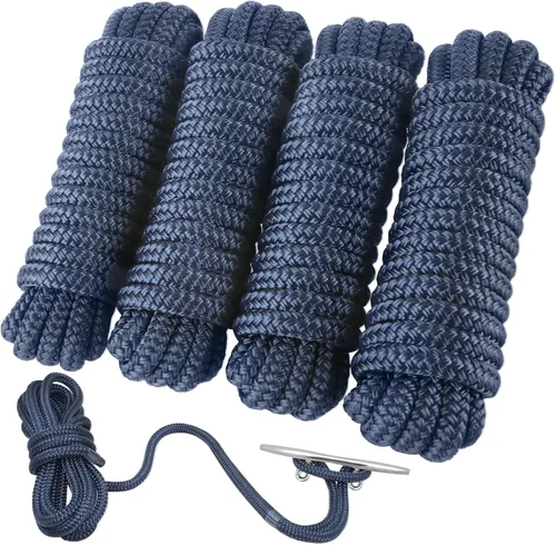 Miniatura 8 de AOLEBA Líneas de muelle de barco de 3/8 pulgadas x 15 pies para barcos, cuerda de nailon trenzado doble para barco, líneas de barco para Rojo