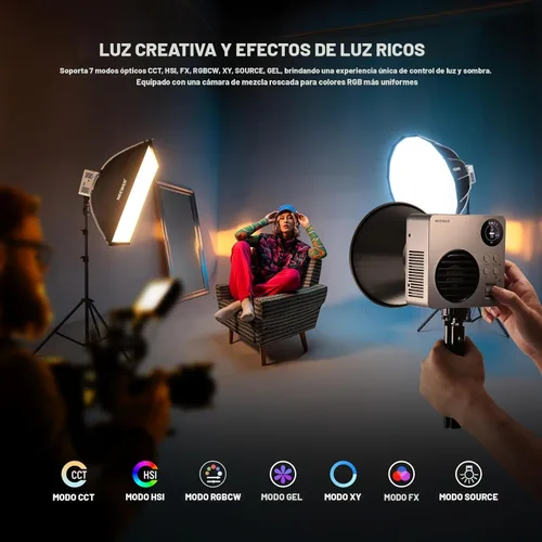 Miniatura 3 de NEEWER HB80C RGBWW - Luz de video LED con batería integrada de 72 Wh y carga rápida PD de 100 W, iluminación de salida continua COB Mini RGB de 80