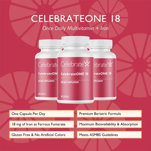 Miniatura 2 de Celebrate Vitamins CelebrateONE 18, 18 mg de hierro, multivitamínico bariátrico una vez al día, vitaminas y minerales esenciales, bypass gástrico