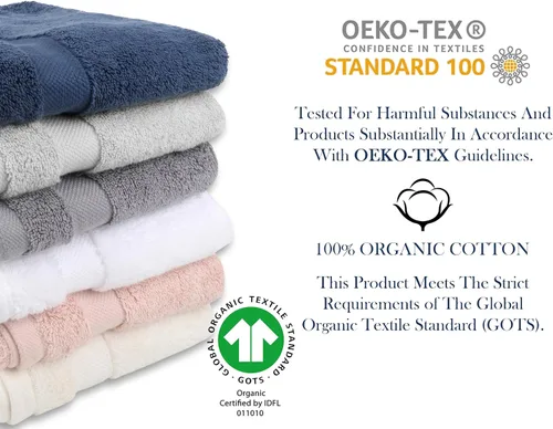 Miniatura 6 de Toalla de baño de felpa de algodón orgánico de lujo Certificado GOTS y OEKO-TEX Toallas de calidad hotelera premium Tecnología Feather Touch