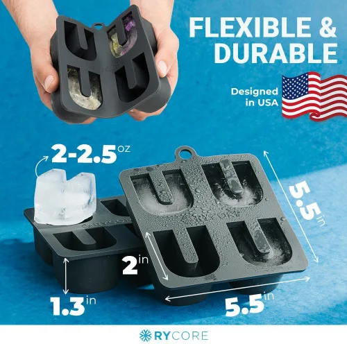 Miniatura 3 de Moldes de chocolate prémium – Molde grande para cubitos de hielo de 2 pulgadas para cócteles – Molde de silicona con formas divertidas para whisky