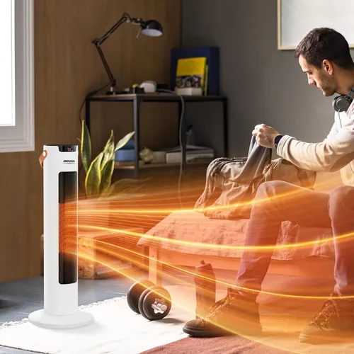 Miniatura 7 de ROVSUN Calentador de espacio eléctrico de 24 pulgadas con control remoto y APP, calentador de torre portátil de 1500 W con oscilación