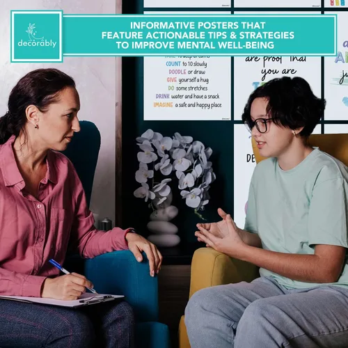 Miniatura 6 de Decorably 18 pósteres de salud mental para niños, 8 x 10 pulgadas, laminado mate, inspirador, decoración de aprendizaje socioemocional – aulas