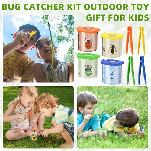 Miniatura 5 de Halloscume Paquete de 20 unidades de visor de insectos para niños con pinzas, explorador, juego de contenedores para atrapar insectos para insectos