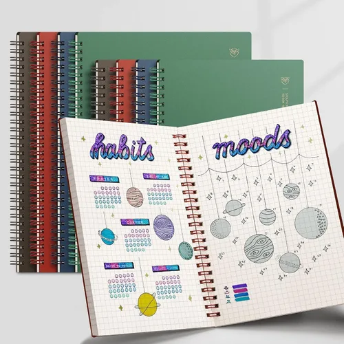 Miniatura 8 de EMSHOI Cuaderno de espiral de papel cuadriculado de 7.48 x 10.15 pulgadas, paquete de 2 cuadernos de 320 páginas B5 con notas adhesivas, papel