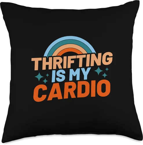 Miniatura 5 de Thrift Store Fan Gift Idea Cardio Treasure Thrifting Lover - Almohada de 16 x 16 pulgadas, multicolor