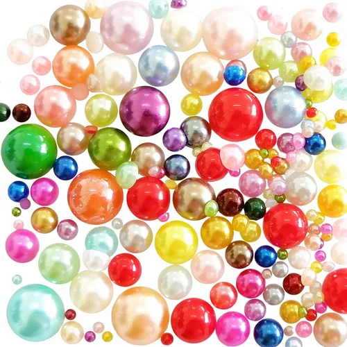 JKanruh 10000 cuentas de plástico con parte trasera plana de media perla de colores mixtos para manualidades, uñas, decoración, álbumes de recortes