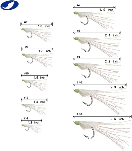 Miniatura 2 de OCEAN CAT 10 paquetes de 6 ganchos/juego de aparejos de pesca Rainbow Lucid Fishskin String Hook Señuelo de pesca de agua salada cebo de agua dulce
