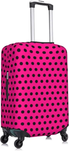 Miniatura 2 de Funda protectora de equipaje con diseño de lunares, color negro y blanco, Lunares negros sobre rosa