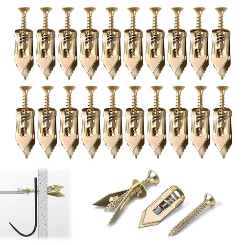 Miniatura 8 de SOPAMI Kit de 100 piezas de anclajes autoperforantes para paneles de yeso con tornillos, 50 piezas de anclajes para chapa (0.47X1.18 pulgadas) y 50
