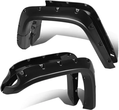 DNA Motoring WF-81012-MBK - Guardabarros para ruedas con diseño de remache de bolsillo de 4 piezas Negro mate