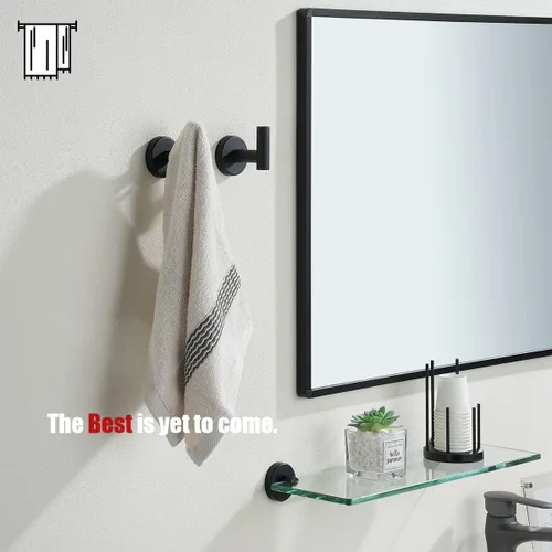 Miniatura 3 de JQK TH100-PB-P4 - Gancho negro para toallas de baño, cocina, garaje, montaje en la pared (paquete de 4), acero inoxidable 304 negro mate, TH100-PB-P4