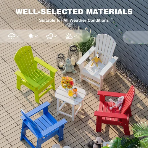 Miniatura 5 de Giantex Silla Adirondack para Niños, Silla de Patio de Césped de HDPE con Respaldo Ergonómico para Terraza, Porche, Patio Trasero, Junto a
