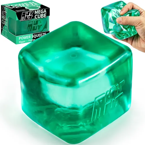 Miniatura 11 de MEGA Cube Premium - Juguete antiestrés esponjoso de gran tamaño para manos grandes y adultos, gel ultra firme para alivio del estrés y enfoque Azul