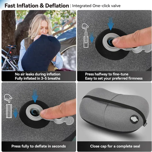 Miniatura 4 de MARCHWAY Almohada de acampada ultraligera inflable con funda lavable suave, almohada de aire portátil y compresible compacta para dormir al aire