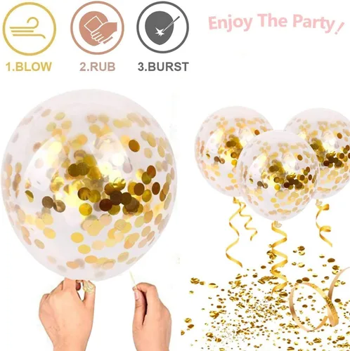 Miniatura 3 de Globos de confeti negro y dorado, paquete de 50 globos de látex metálicos y negros dorados para cumpleaños, graduación, aniversario, decoración