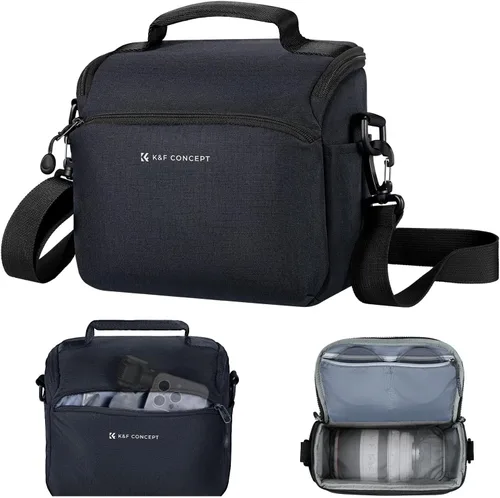 Miniatura 12 de K&F CONCEPT Bolsa bandolera pequeña para cámara DSLR/SLR/SLR/Bolsas de fotografía de hombro compactas para fotógrafos