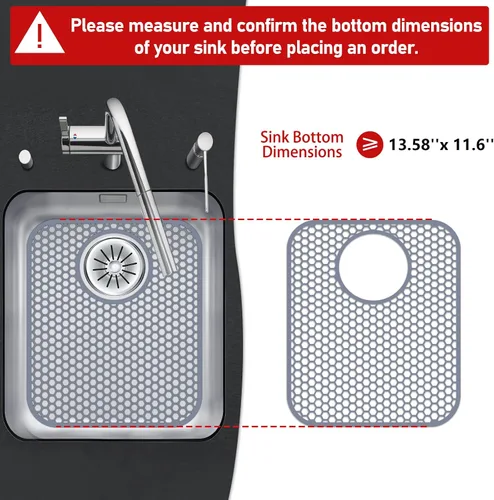 Miniatura 2 de Bestjing Paquete de 2 Alfombrillas Protectoras de Silicona para Fregadero de Cocina con Drenaje Trasero - 13.58''x 11.6'' Accesorio para Fregadero