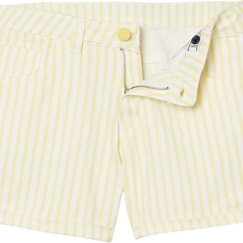 Miniatura 2 de GUESS Pantalones cortos de mezclilla elásticos a rayas grandes para niña