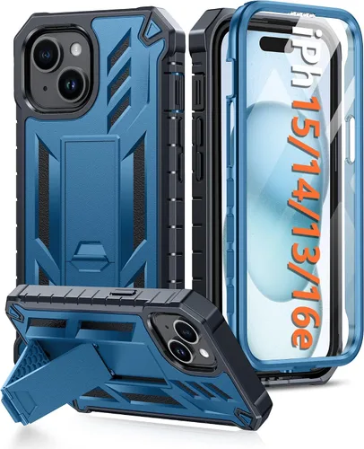 Miniatura 14 de FNTCASE Funda para iPhone 15: funda para iPhone 13, 14 y 16e, de grado militar, protección rígida a prueba de golpes, funda protectora rígida