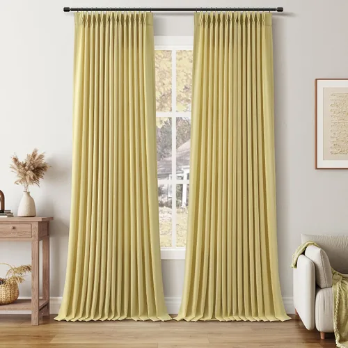 Miniatura 18 de Juego de 2 paneles de cortinas de ventana de cocina beige de 24 pulgadas de largo, con textura de lino, plisadas, filtrantes de luz, semi pequeñas