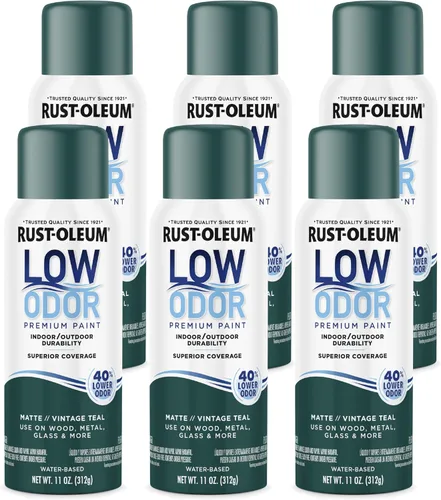 Miniatura 28 de Rust-Oleum Pintura en aerosol prémium de bajo olor, 11 onzas, concha marina brillante, paquete de 6 Seashell