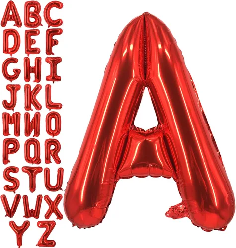 Miniatura 13 de Lovoir Globos grandes de 40 pulgadas con la letra T roja de gran tamaño, globo de helio de aluminio de Mylar para decoración de fiesta de Letra roja