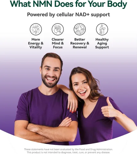Miniatura 2 de Inner Brightness Suplemento NMN de 500 mg, 99.9% de alta pureza, soporta niveles de NAD+ y energía celular, fórmula 5 en 1 con resveratrol