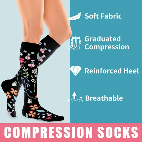 Miniatura 22 de Calcetines de compresión para mujeres y hombres (3 pares) – El mejor apoyo para enfermeras, correr, senderismo, recuperación y calcetines de vuelo