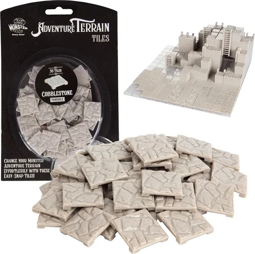 Monster Adventure Terrain - Paquete de expansión de 50 piezas de azulejos adoquinados pintables de 1 x 1 pulgada, increíble terreno de mesa en