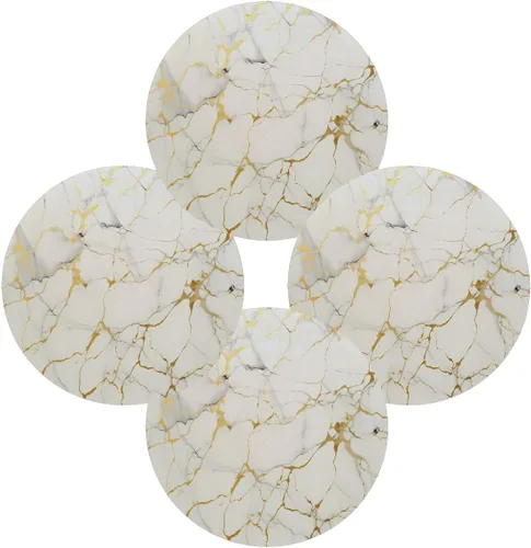 Miniatura 7 de Marble Print Gold Texture Round Place Mats Set of 1, Heat Resistant Washable Placemats Polyester Round Table Mats for Kitchen Home Decor Holiday