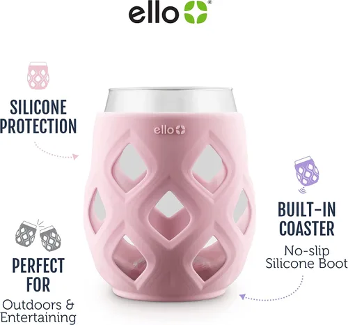Miniatura 2 de Set de 6 copas de vino sin tallo Ello Cru de 17 onzas con fundas protectoras de silicona, perfectas para patios de verano y fiestas, ideales