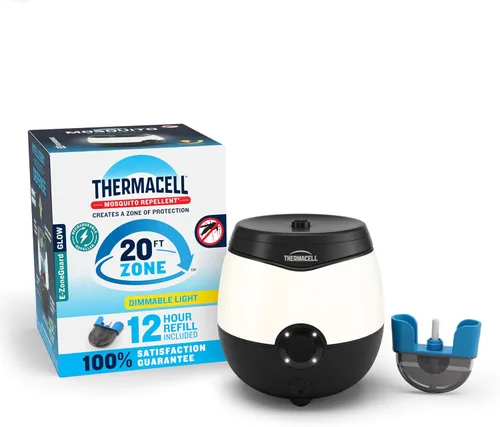 Thermacell E-ZoneGuard Glow - Repelente de mosquitos recargable + linterna con zona de 20 pies de protección al aire libre científicamente probada;