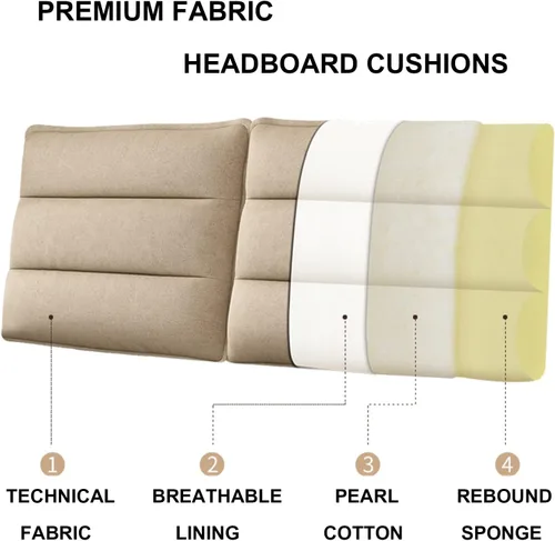 Miniatura 4 de Respaldo de cama tapizado para cabecero grande, almohada de lectura, relleno de hueco, almohadilla de soporte lumbar extraíble, sin cabecero, 78.7