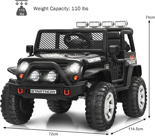 Miniatura 7 de OLAKIDS Camión de paseo para niños, vehículo eléctrico de 2 plazas de 12 V con control remoto, auto de juguete alimentado por batería para niños