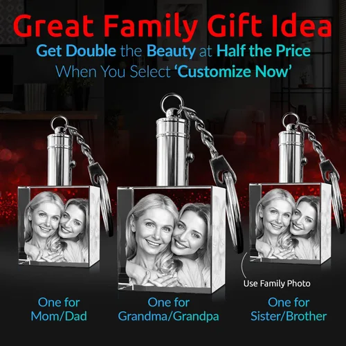 Miniatura 2 de ArtPix 3D Llavero de fotos de cristal rectangular, regalo de Navidad personalizado para mamá, papá