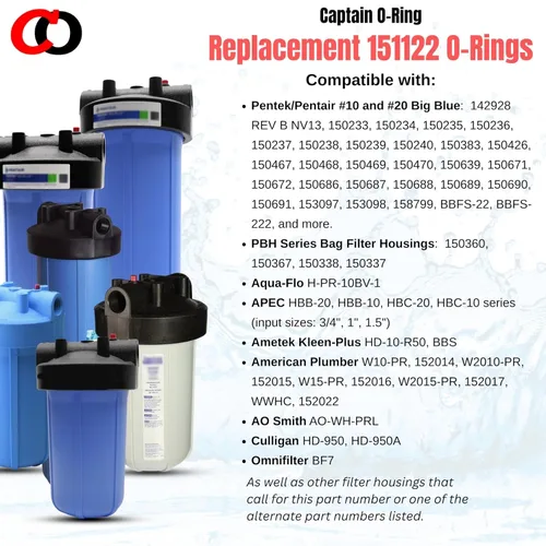 Miniatura 3 de Captain O-Ring - Juntas tóricas de repuesto 151122 compatibles con filtros de agua Pentair Pentek Big Blue Tamaño OEM ORing Buna-N (paquete de 3)